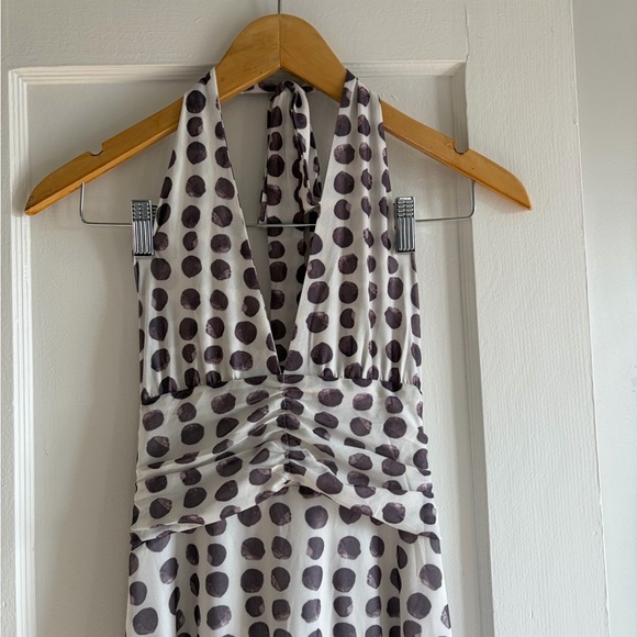 Elegant Polka Dot Halter Maxi Dress - Picture 3 of 5